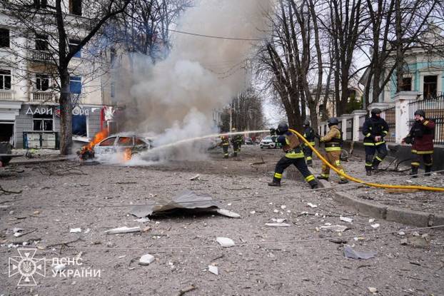 Aftermath of a Russian missile attack in Sumy