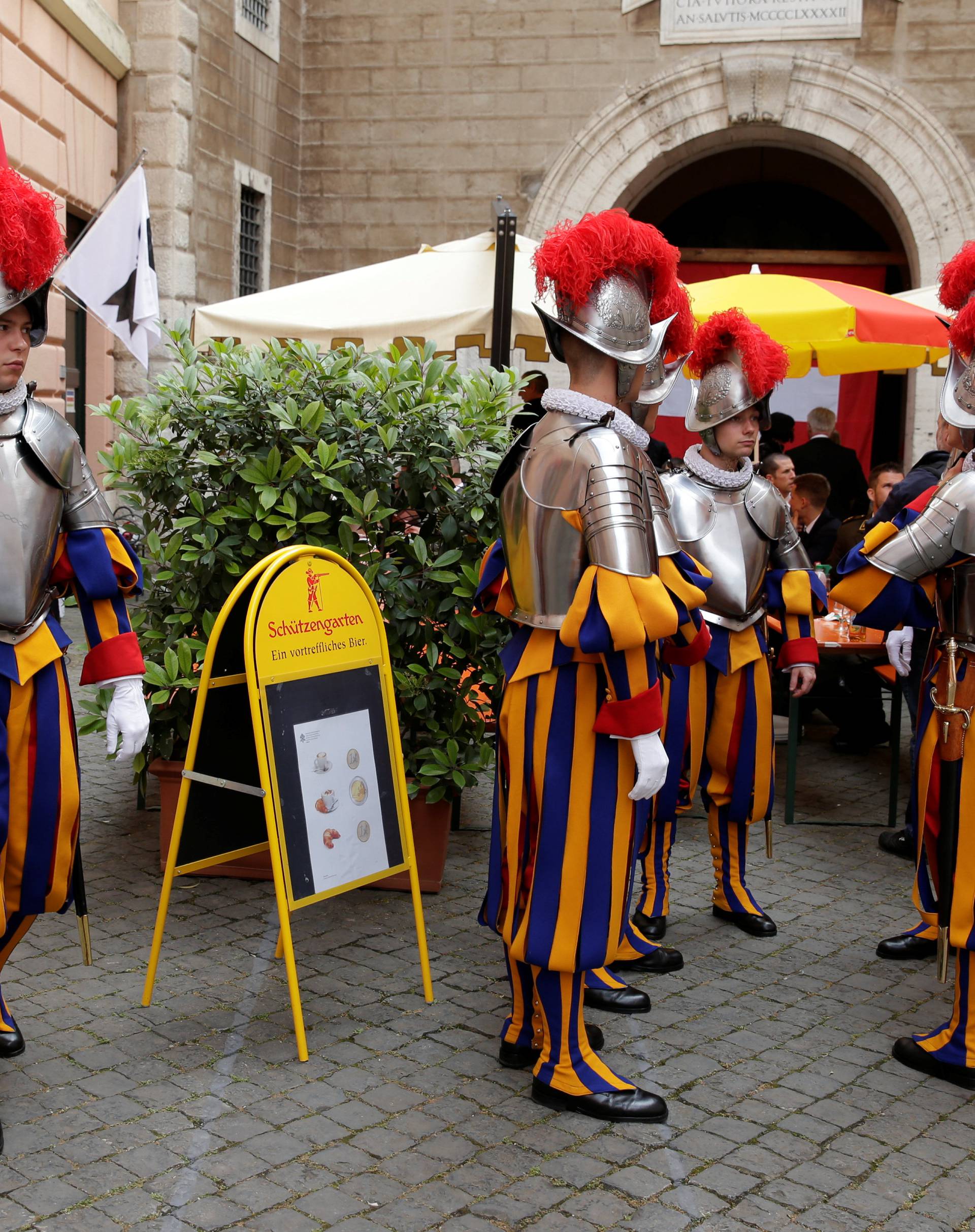 New recruits of the Vaticanâs elite Swiss Guard prepare for the swearing-in ceremony at the Vatican