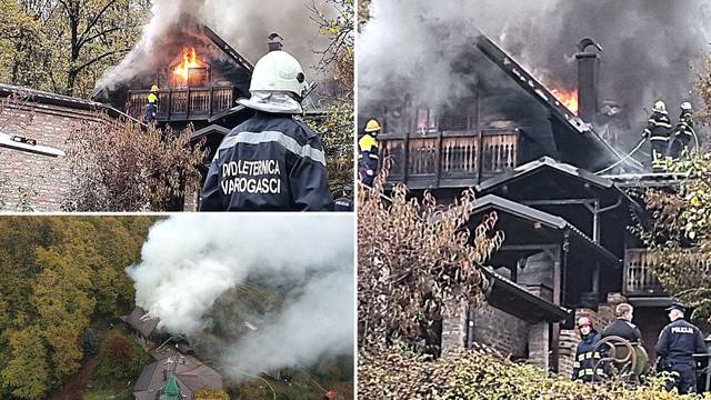 VIDEO Zapalio se drveni turistički kompleks u Slavoniji, gusti dim  prekrio naselje kod Pleternice