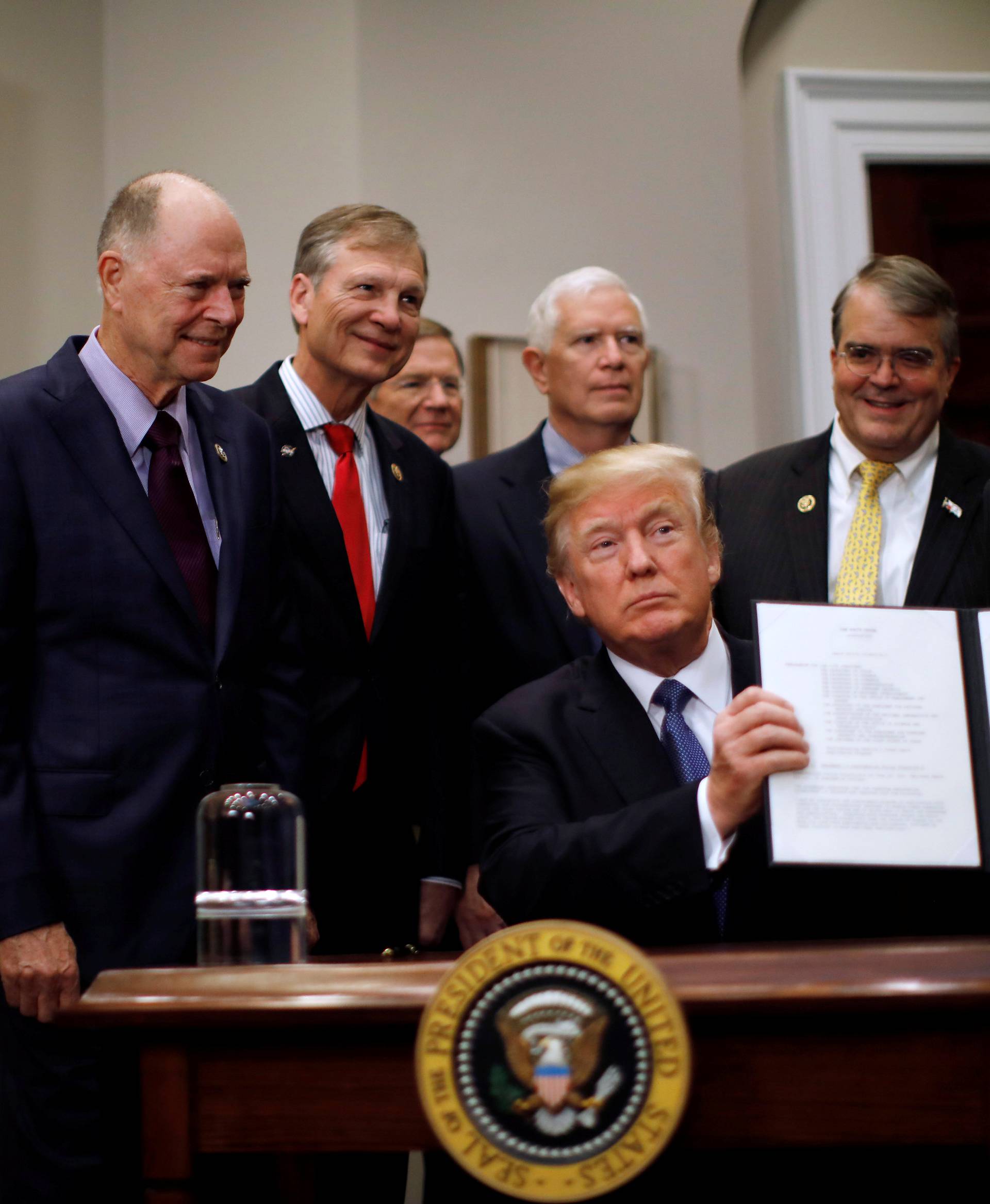 U.S. President Donald Trump participates in a signing ceremony for Space Policy Directive at the White House in Washington D.C.