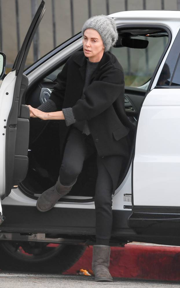 EXCLUSIVE: Charlize Theron is Pictured Running Errands in Los Angeles.