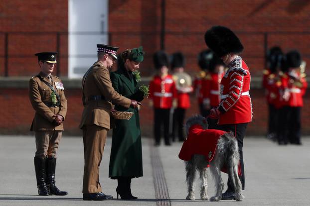 Britain's Princess Catherine attends the Irish Guards' St. Patrick's Day Parade at Mons Barracks, in Aldershot