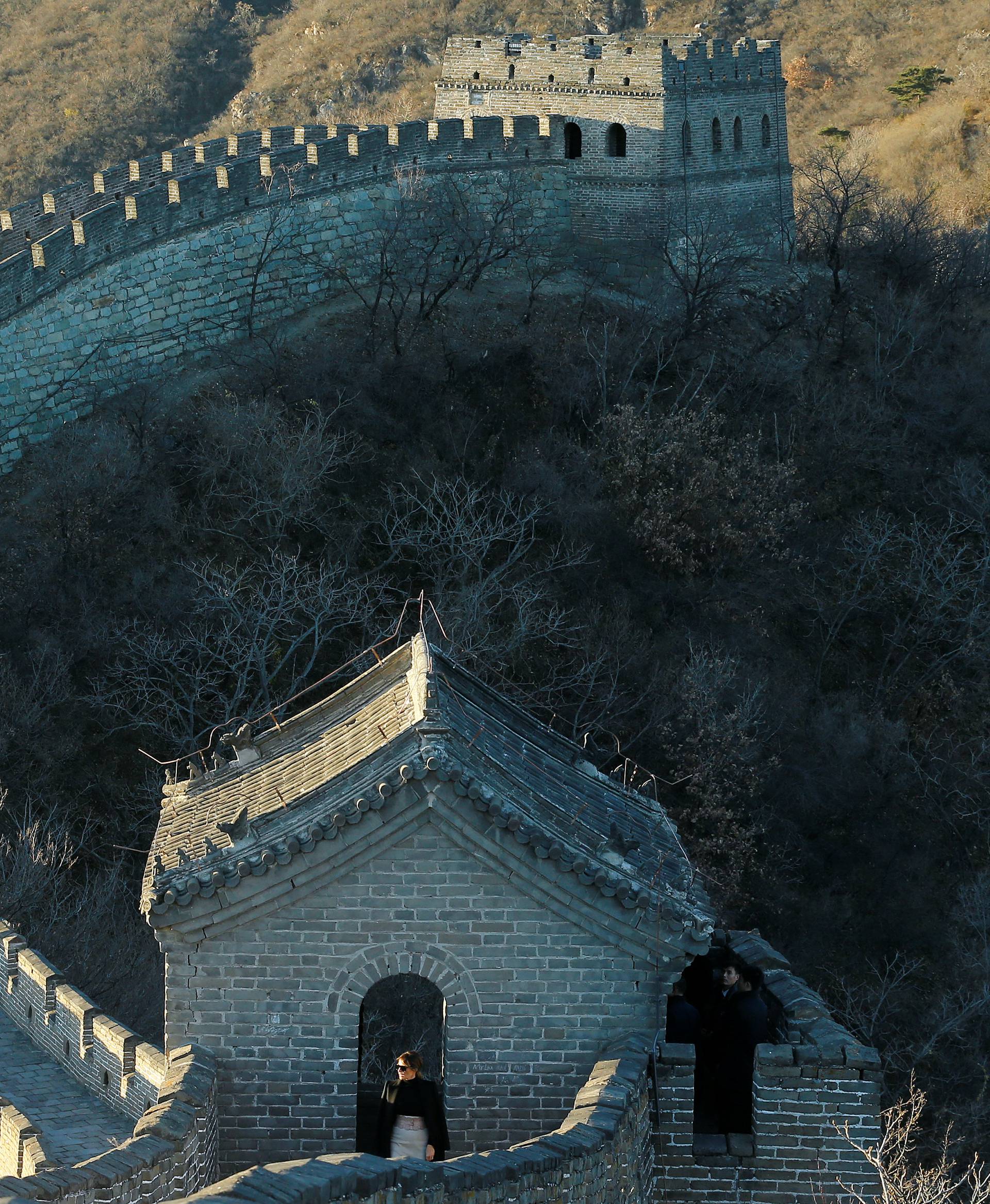 U.S. first lady Melania Trump visits the Mutianyu section of the Great Wall of China