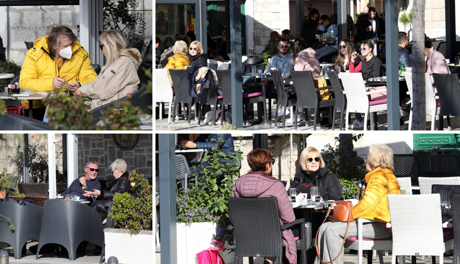 Šibenčani ispijaju zadnju kavu na suncu, zagrebačke terase su poluprazne zbog hladnoće