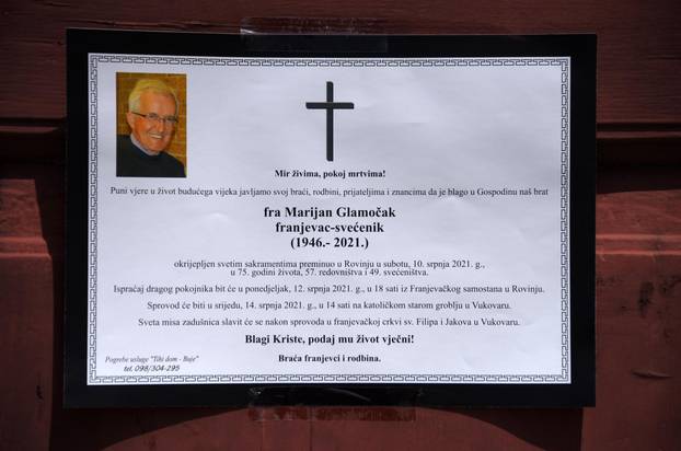Pokojni fratar Marijan Glamocak