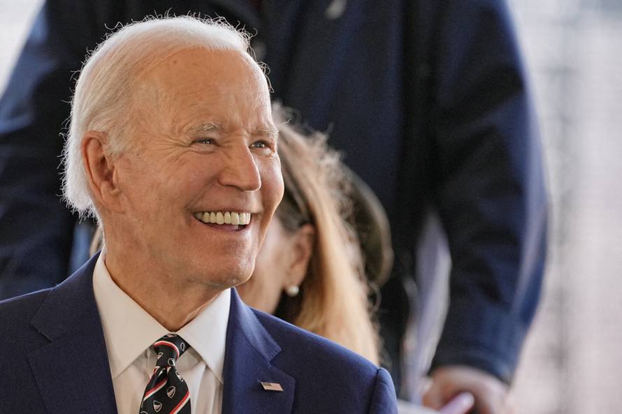 FILE PHOTO: Former U.S. President Biden attends a ceremony at Veterans Memorial Park in New Castle