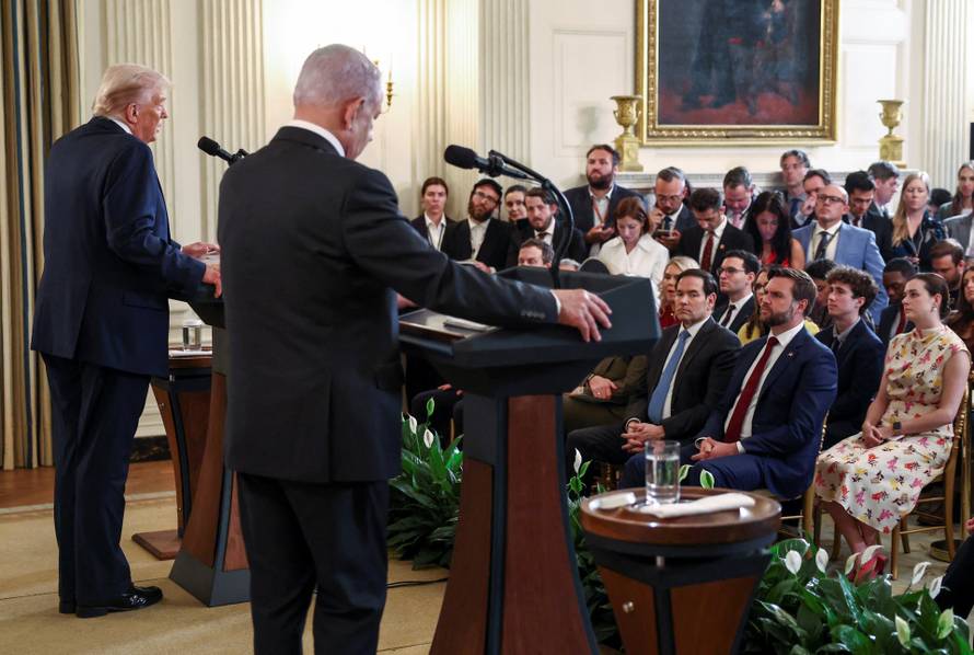 U.S. President Trump meets Israeli PM Netanyahu at the White House in Washington