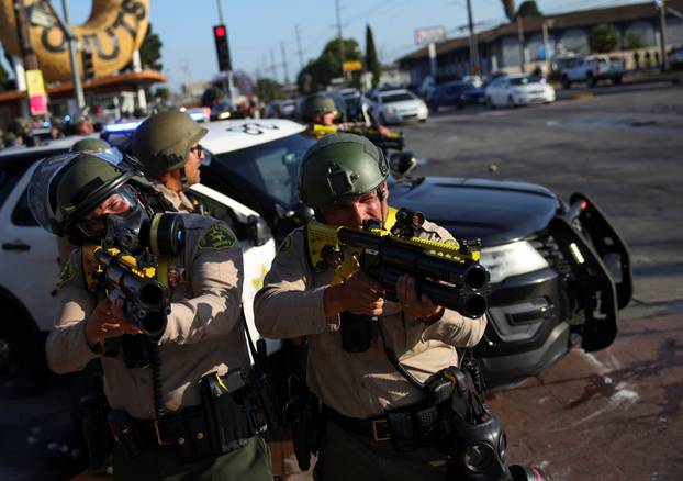 Protest following multiple detentions by Immigration and Customs Enforcement (ICE), in Paramount
