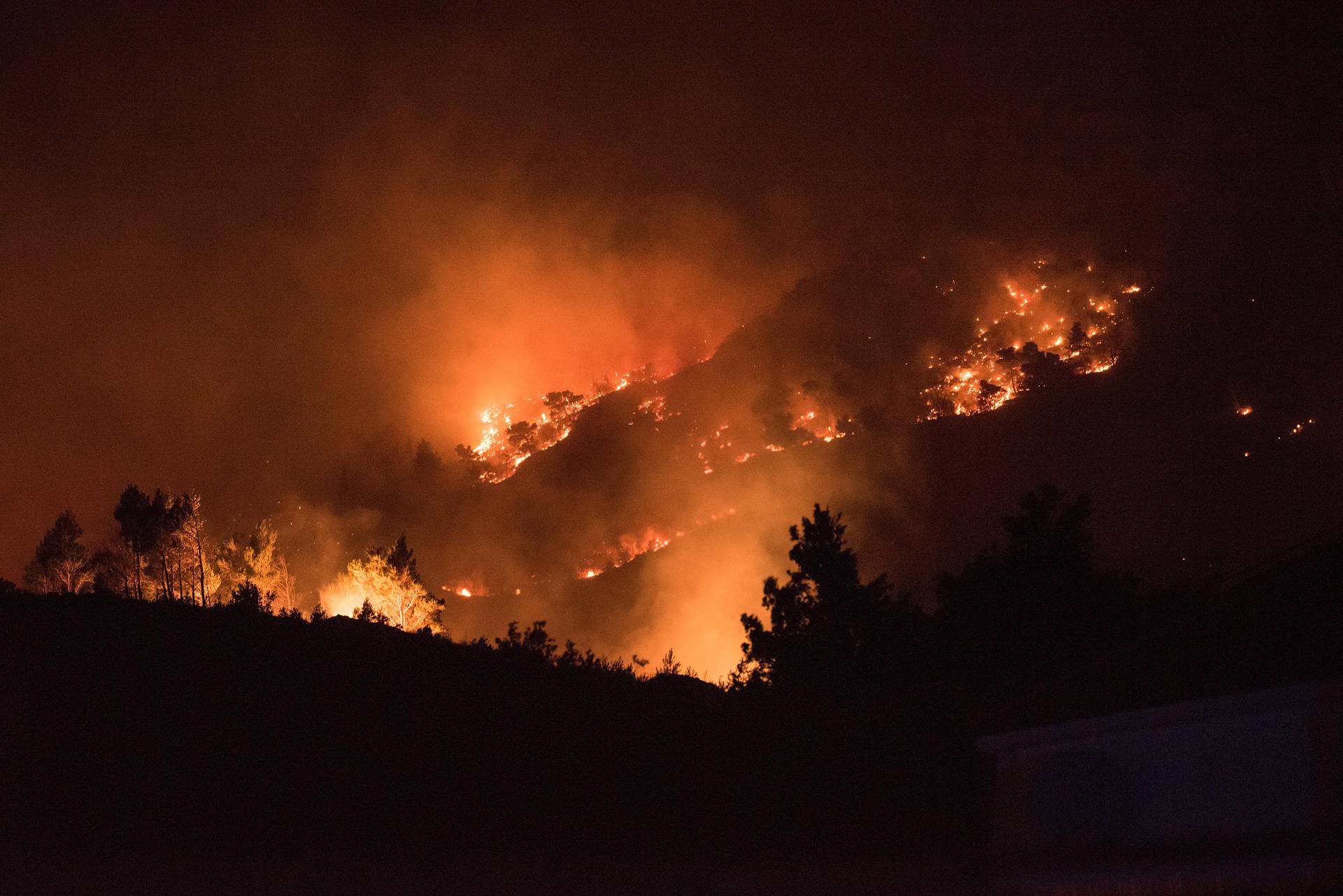 Velik požar planuo je u Lokvi Rogoznici te se širi nošen jakom burom