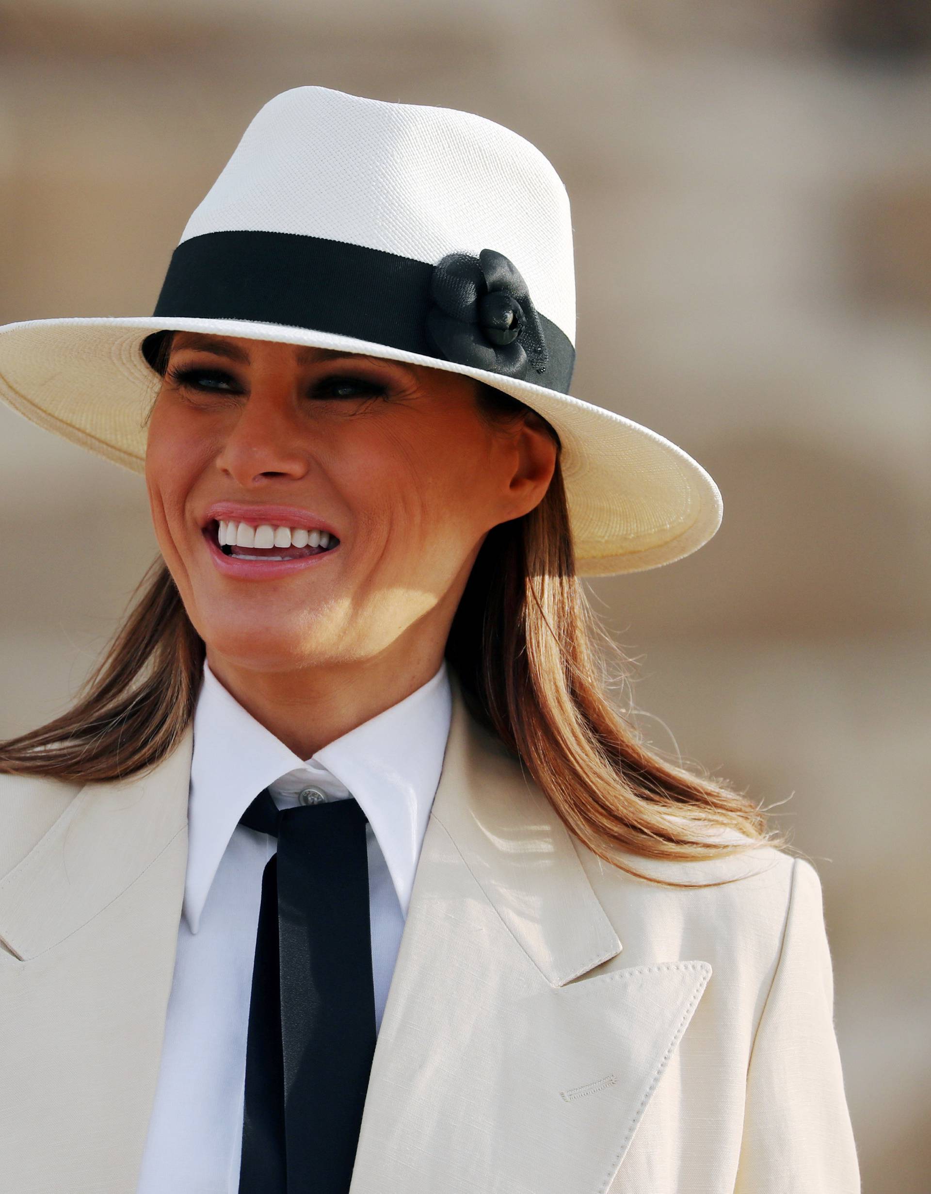 U.S. first lady Melania Trump visits the Pyramids in Cairo