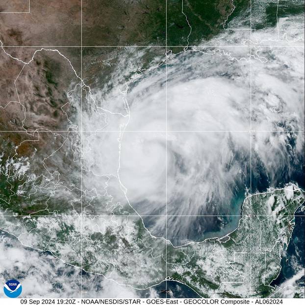 Satellite image shows Tropical Storm Francine churning through the Gulf of Mexico