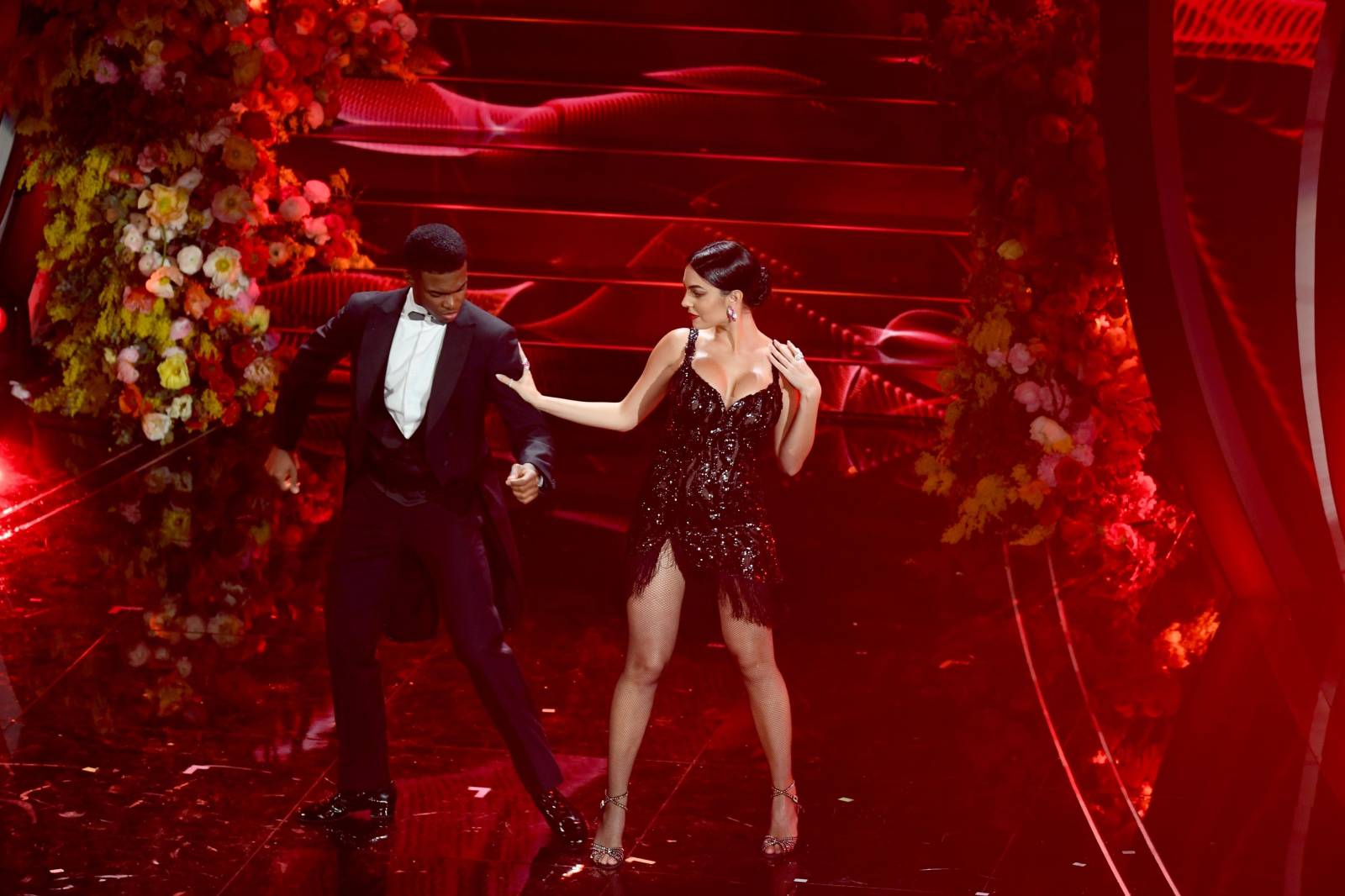 Sanremo, 70th Italian song festival 2020. Third evening. Georgina Rodriguez's Tango