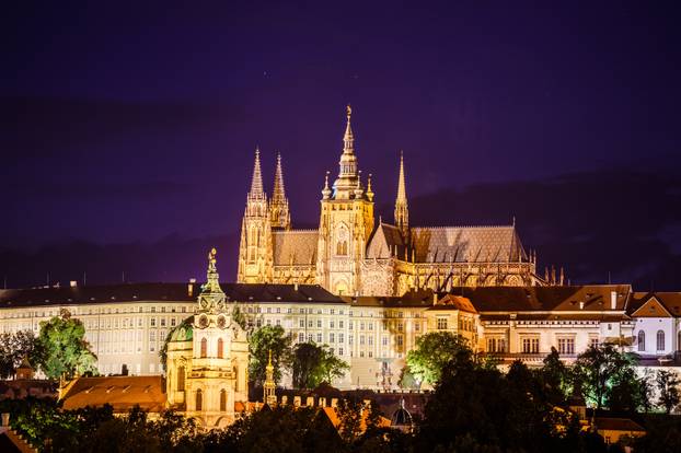 Night St. Vitus Cathedral in Prague