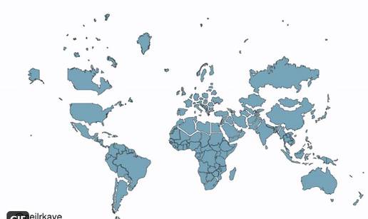 Na ovoj stranici možete vidjeti stvarnu veličinu svake države