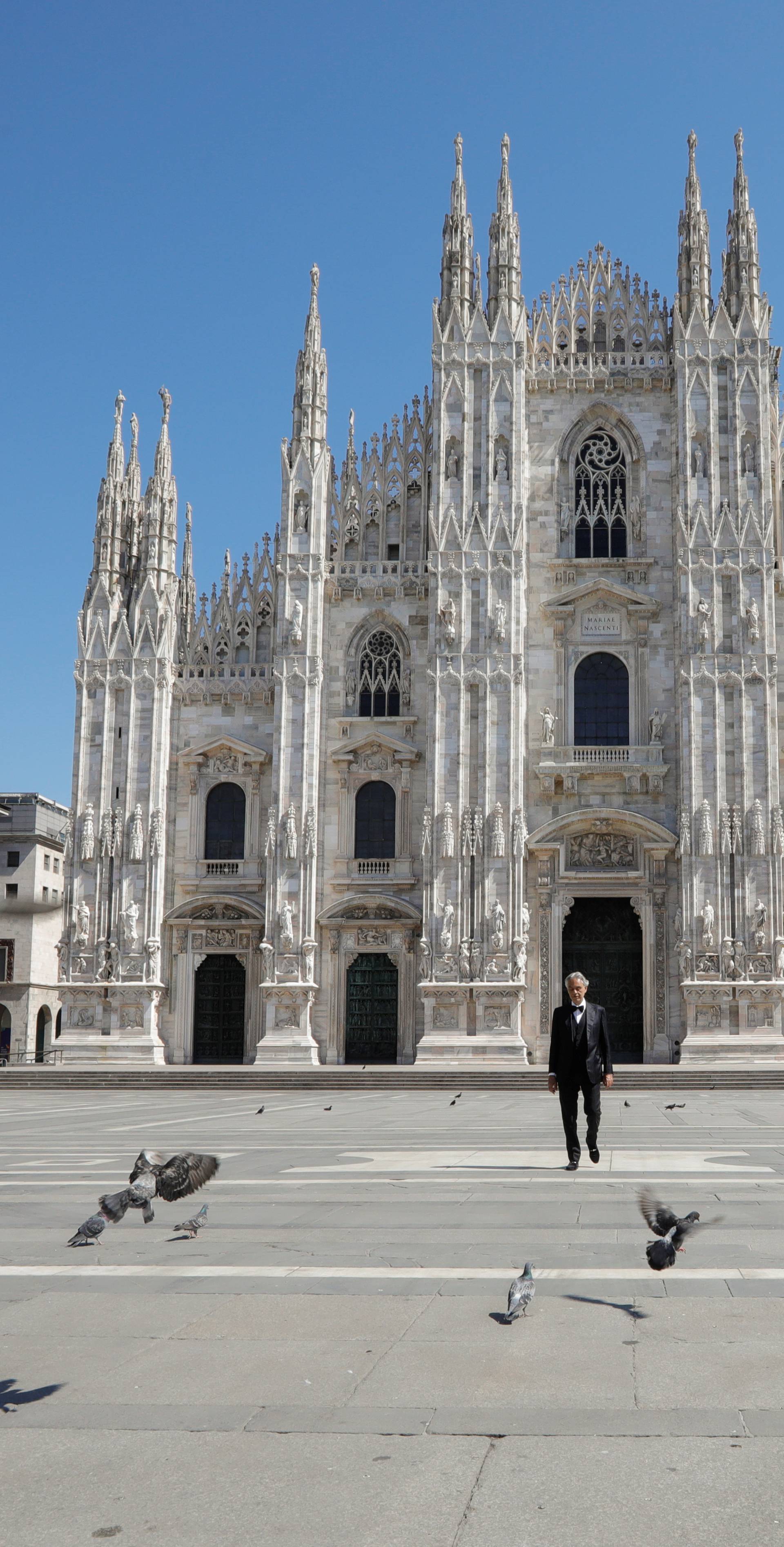 Italian opera singer Andrea Bocelli participates in ''Music for hope'' event at an empty Duomo Cathedral in Milan