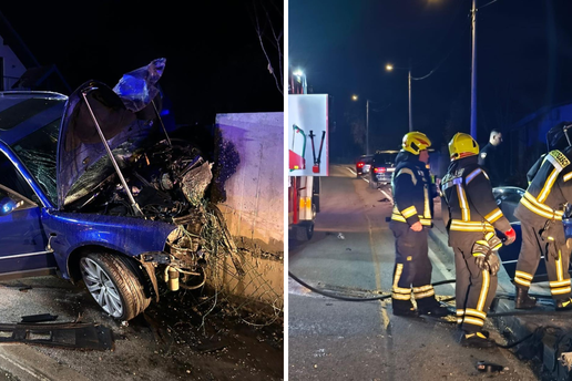 FOTO Teška nesreća u Donjoj Bistri: Vozač (19) i suvozač (18) ozlijeđeni. Auto se zabio u stup