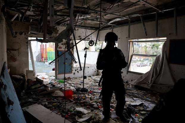 Aftermath of a projectile impact in Rishon Lezion