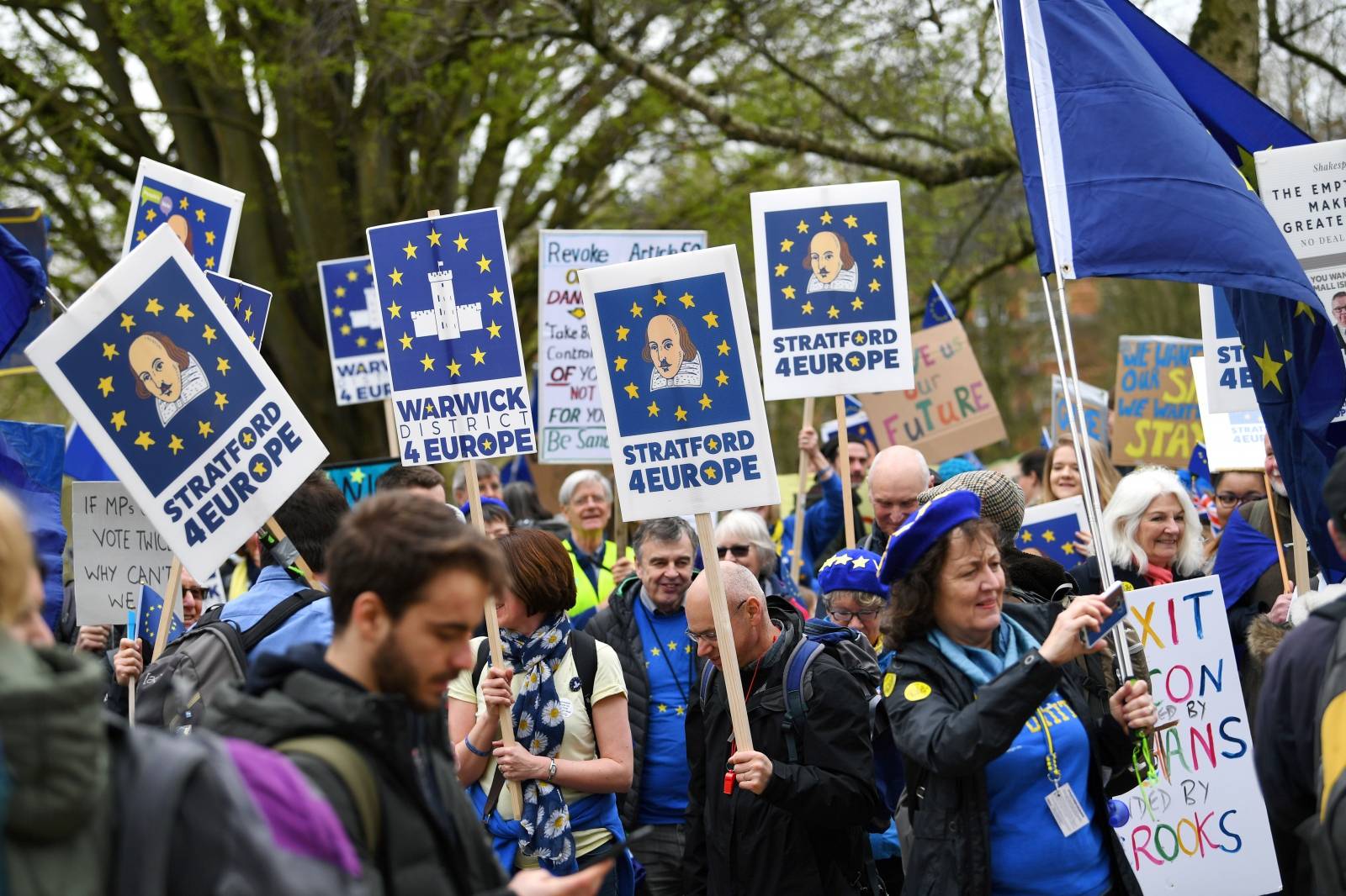 EU supporters participate in the 'People's Vote' march in central London