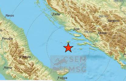 Tri potresa u razmaku nekoliko minuta na splitskom području, treslo kod Visa, Korčule i Vrlike
