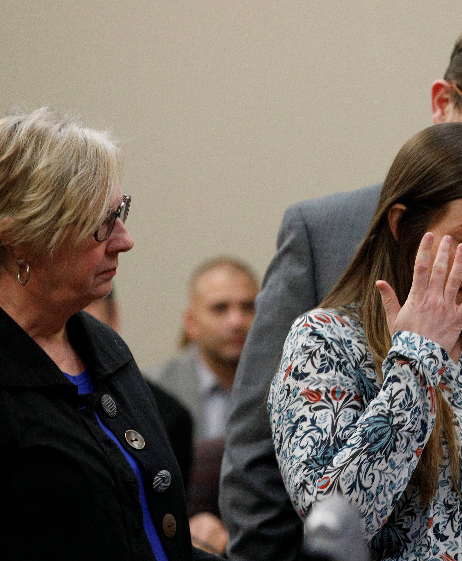 Victim Brianne Randall speaks at the sentencing hearing for Larry Nassar, a former team USA Gymnastics doctor who pleaded guilty in November 2017 to sexual assault charges, in Lansing