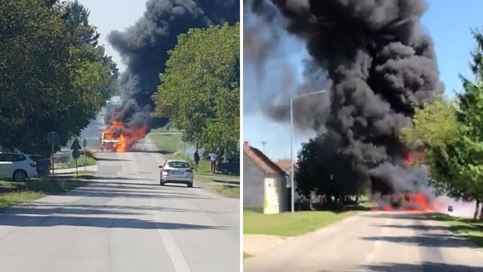 Kombi izgorio na cesti, a velika vatra se proširila na dvije kuće