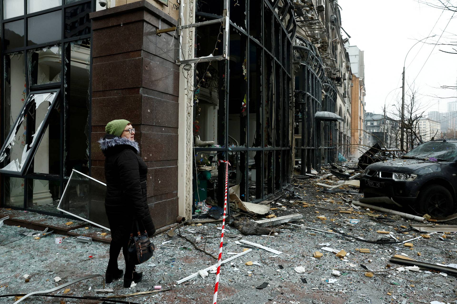 Aftermath of a Russian missile strike in central Kyiv