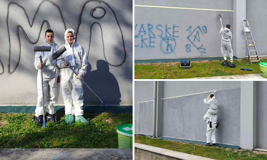 Sedmaši s Krka na ponos škole i roditelja! Sami prebojali ružne natpise: 'Volimo činiti dobro...'