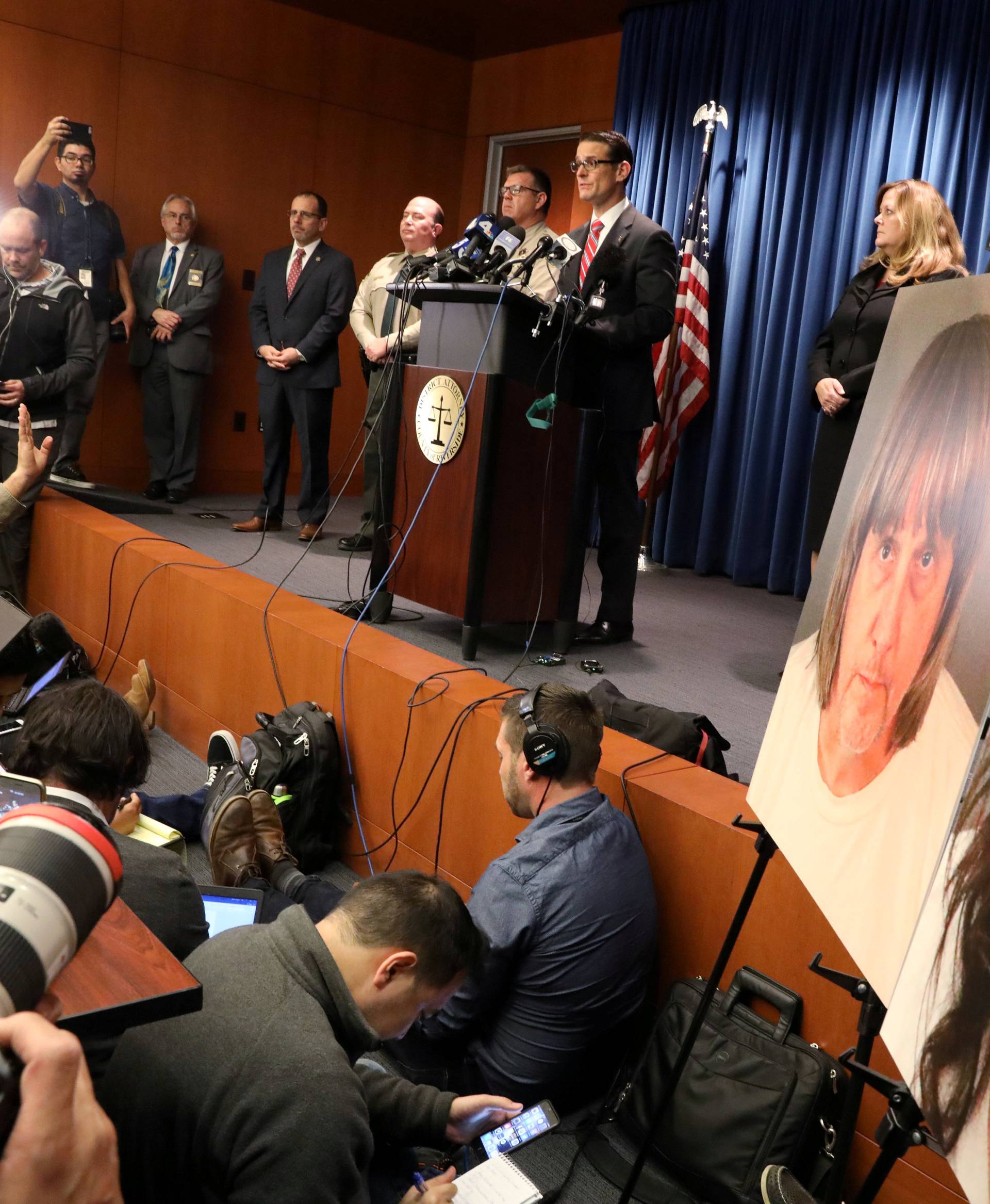 FILE PHOTO: Riverside County District Attorney Mike Hestrin announces charges against David Turpin and Louise Turpin in Riverside