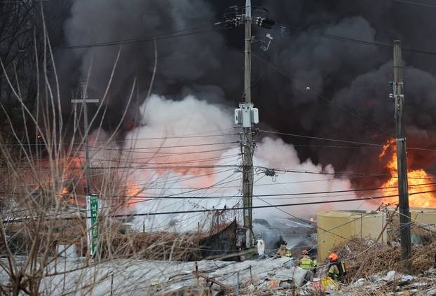 Fire at Guryong village, in Seoul