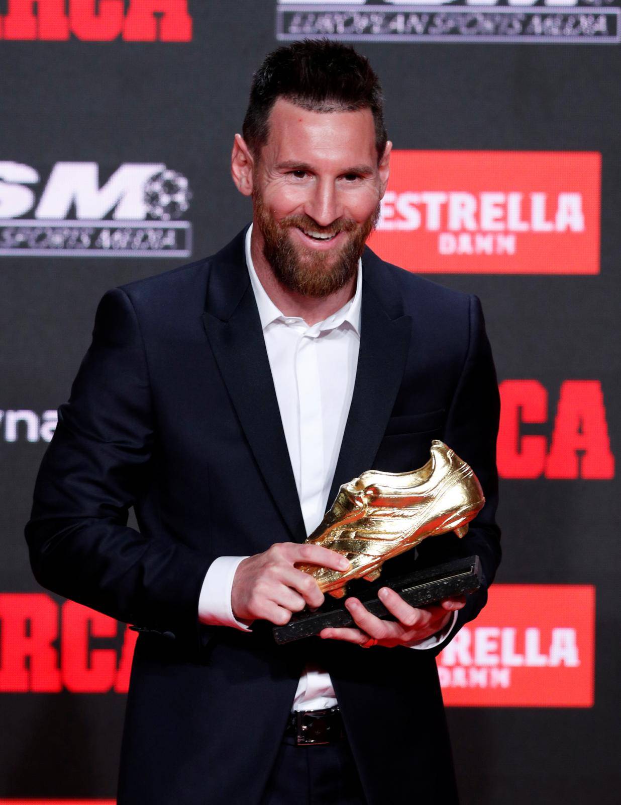 FC Barcelona's Lionel Messi receives his sixth Golden Shoe