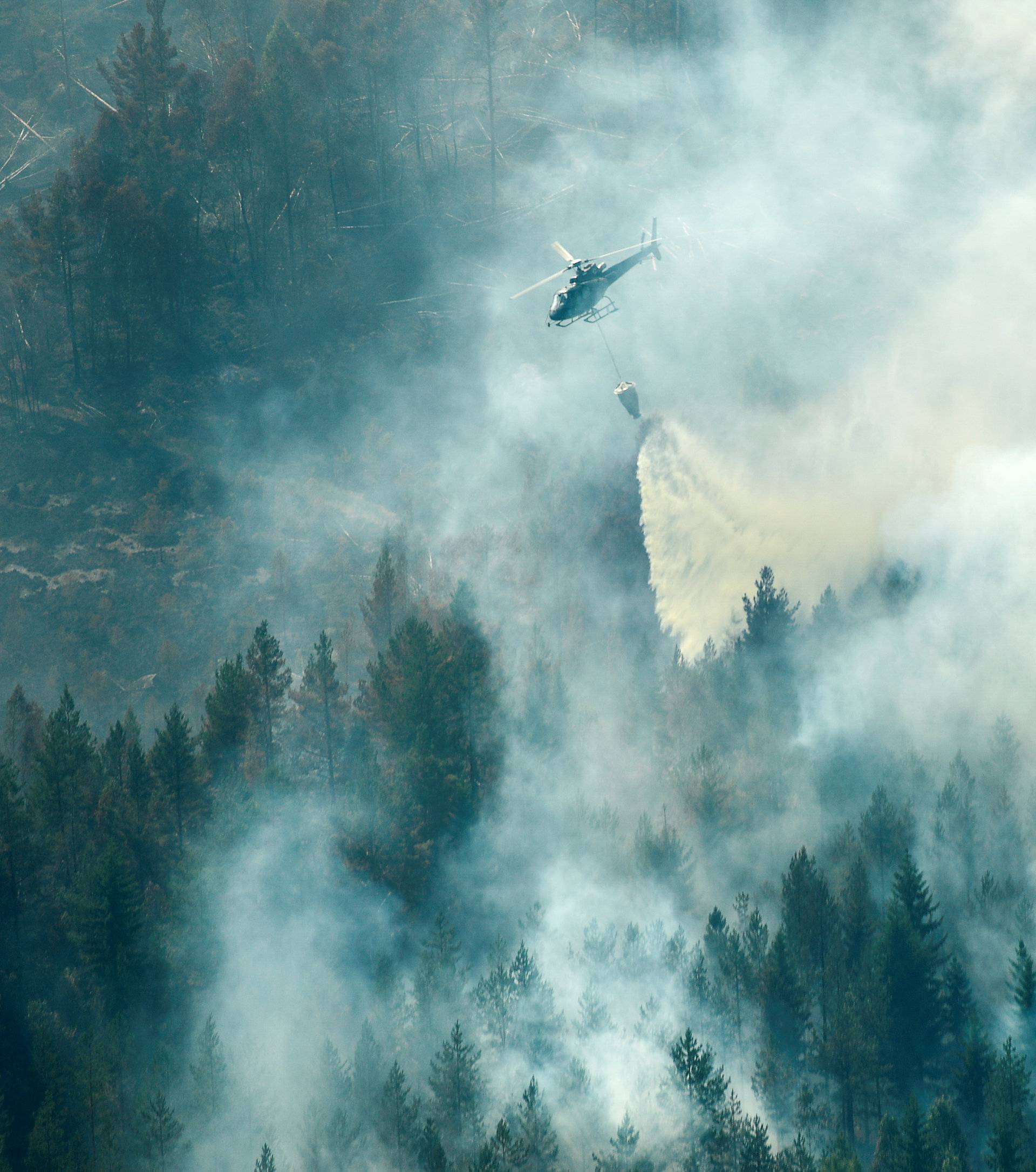 An aerial view of the wildfire outside Ljusdal