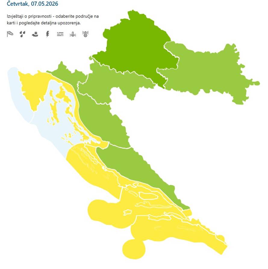 STIŽE NEVRIJEME Upalili su žuti alarm za dvije hrvatske regije