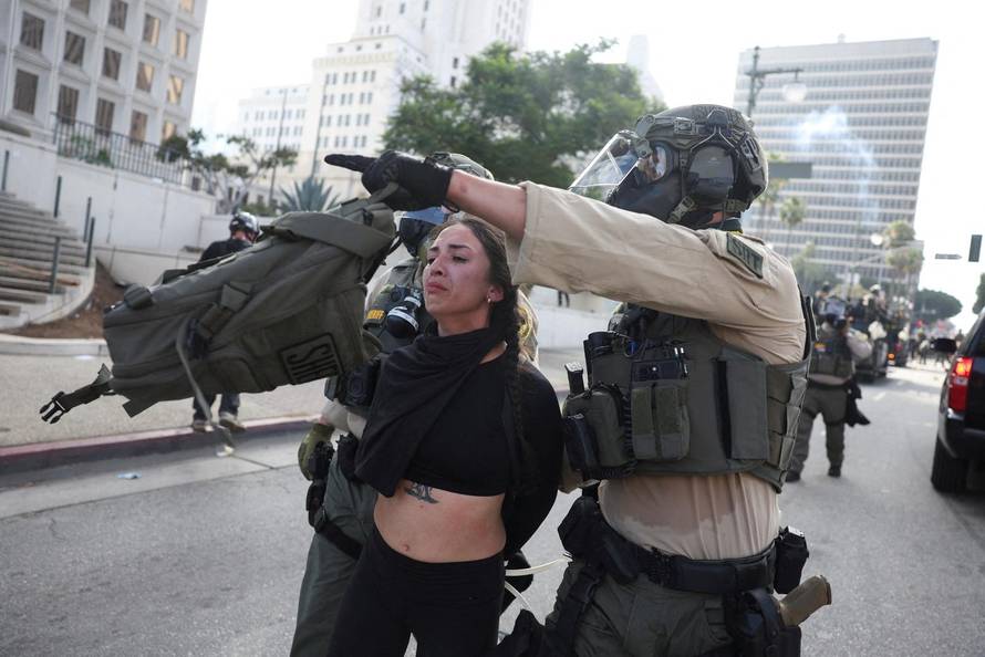 Protest against federal immigration sweeps, in Los Angeles
