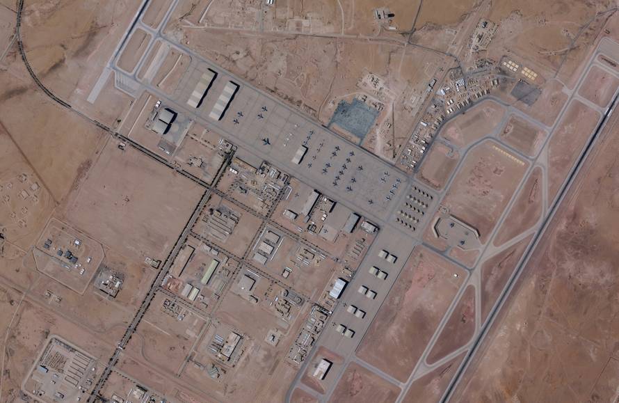 A satellite image shows planes at Prince Sultan Air Base