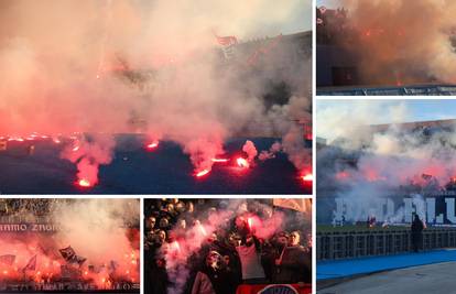 VIDEO BBB i Torcida bakljadom prekidali derbi. Splitski huligani skoro pogodili golmana 'bilih'