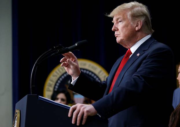 U.S. President Donald Trump speaks during an "Angel Families" immigration event at the White House in Washington