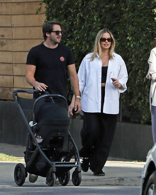 Margot Robbie Takes Her Newborn For A Walk In Los Angeles