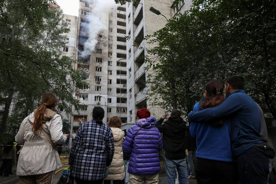 Aftermath of a Russian drone attack in Kyiv