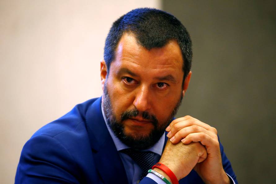 FILE PHOTO: FILE PHOTO: Italy's Interior Minister Matteo Salvini looks on during news conference