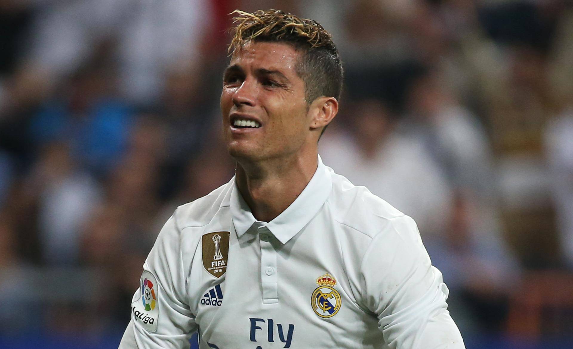 Real Madrid's Cristiano Ronaldo looks dejected after missing a chance to score