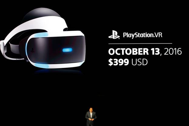 Sony Interactive Entertainment Chairman Shawn Layden introduces the price and sale date of PlayStation 4 VR during a presentation at E3 2016 in Los Angeles