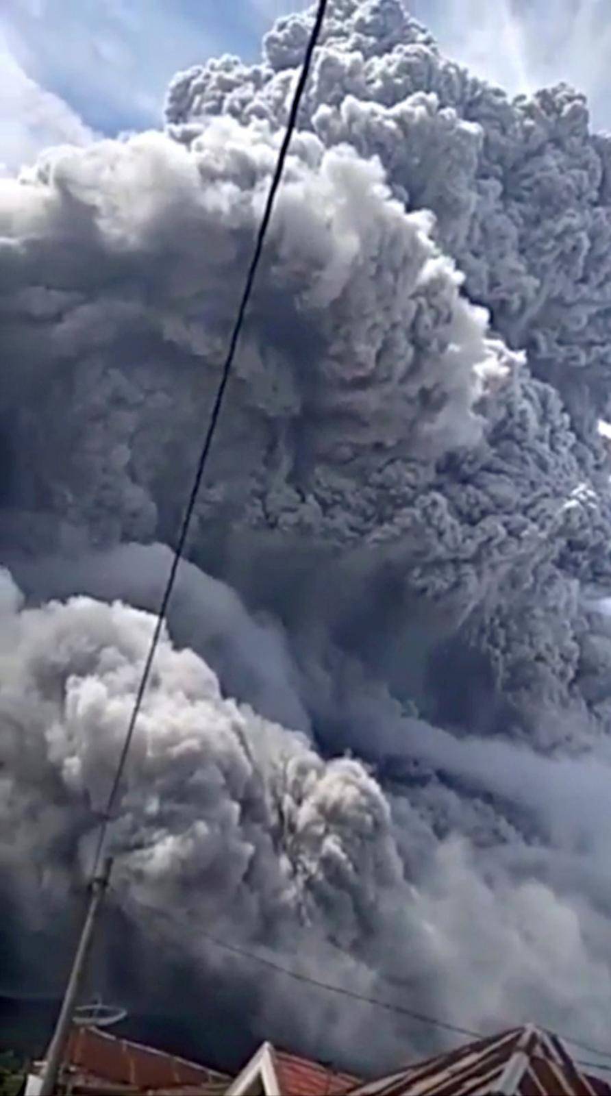 Sinabung volcano spews volcanic ash during eruption in Karo, North Sumatra province, Indonesia