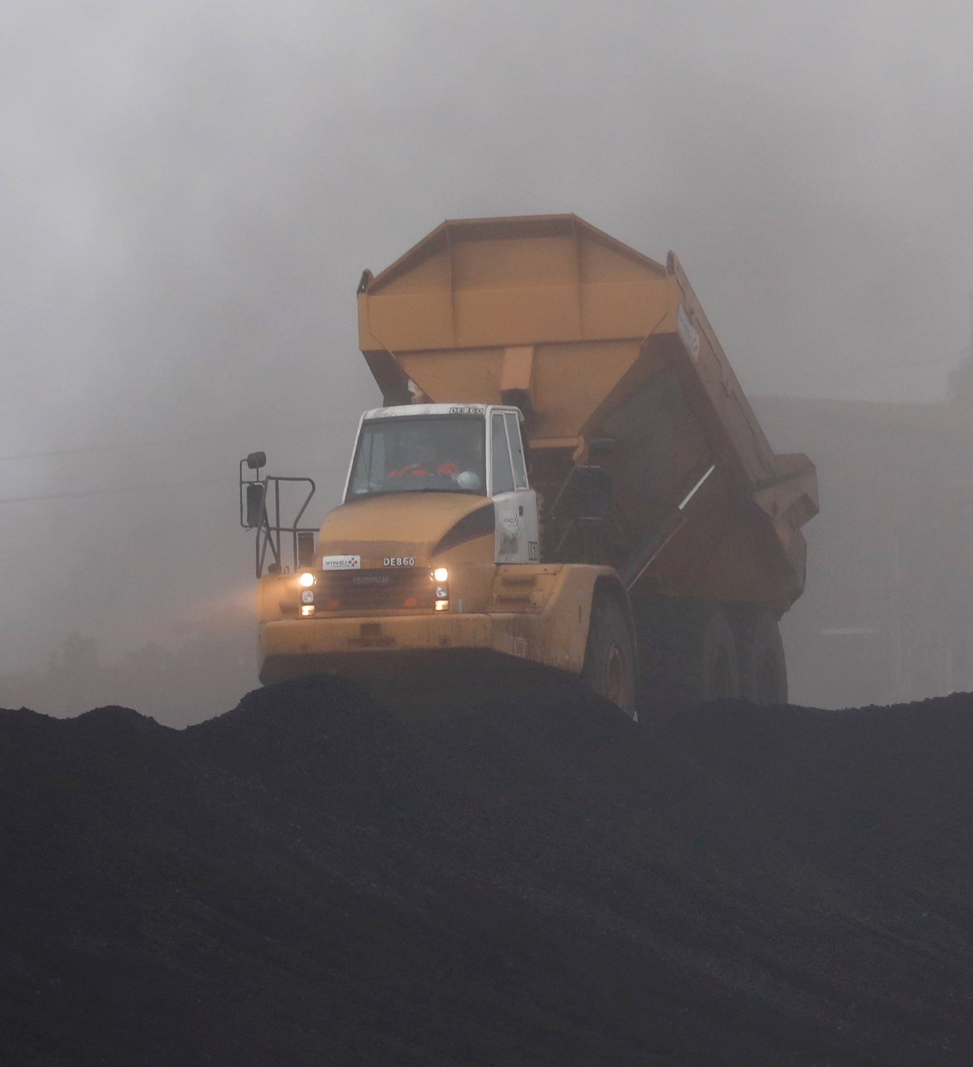 FILE PHOTO: An excavator operates at the coal terminal in Montoir-de-Bretagne near Saint-Nazaire