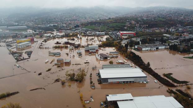 Pogled iz zraka na poplavljeno područje Sarajeva