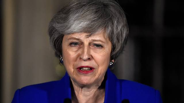 Britain's Prime Minister Theresa May makes a statement in London
