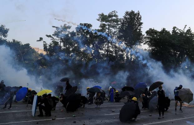 Protests as Hong Kong marks the 70th anniversary of the founding of the People