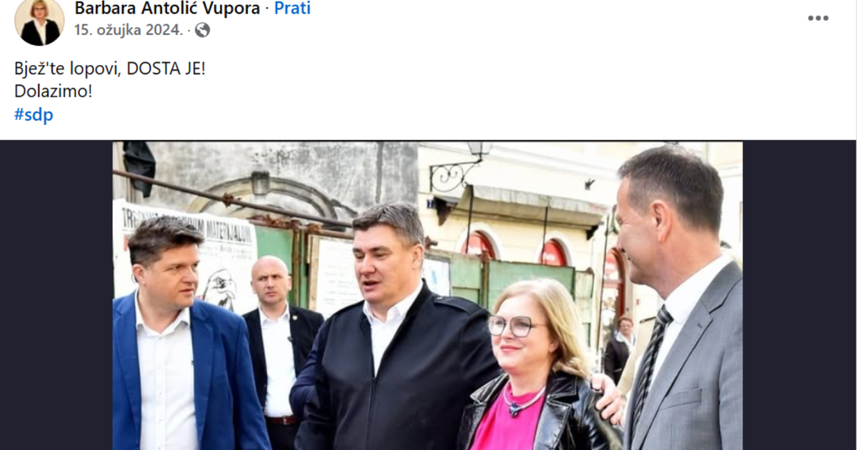 The arrested SDP from Varazdin wrote on the Facebook ‘Fleam, Thieves’, now she has fallen in the USKOK action