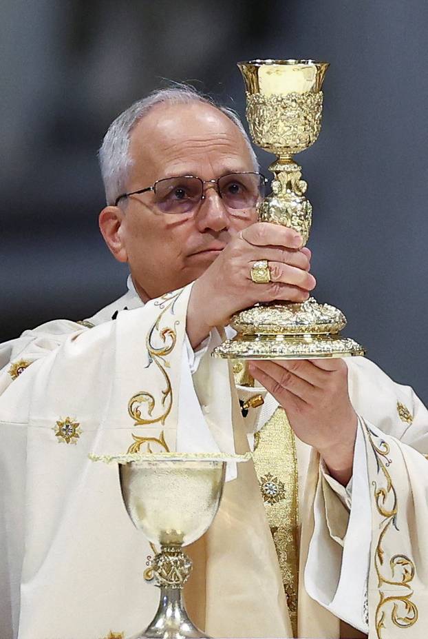 Pope Leo XIV leads the Chrism Mass in St. Peter's Basilica at the Vatican