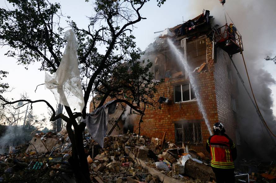 Aftermath of a Russian missile and drone attack in Kyiv