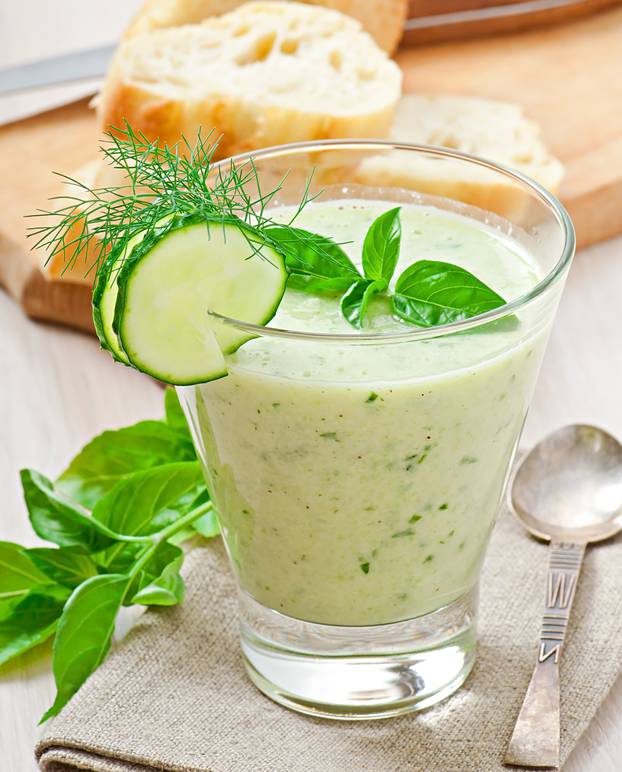 Cold cucumber soup with basil